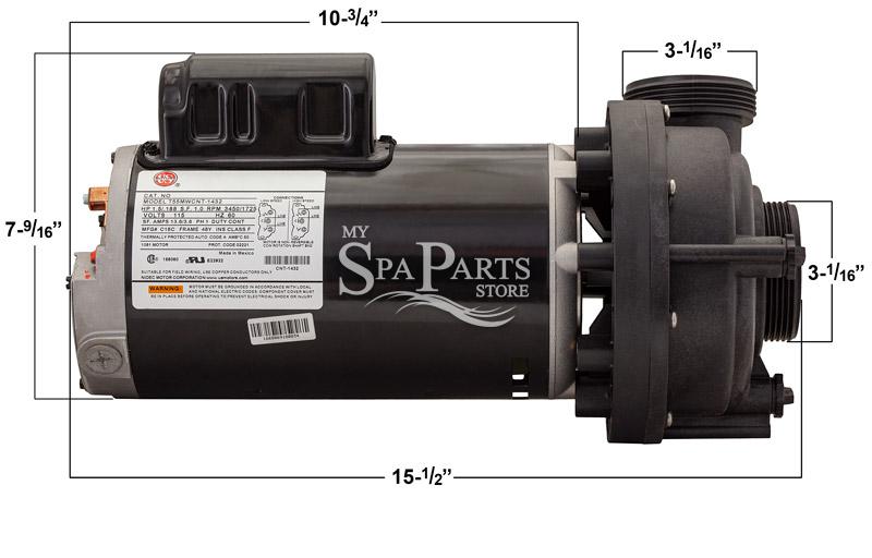JACUZZI SPA PUMP/MOTOR, 1 1/2 HP, 2 SPEED, 115 VOLT My Spa Parts Store