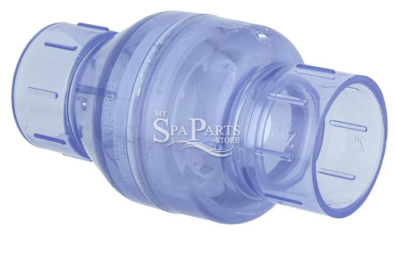 2 INCH PVC SPRING CHECK VALVE, 1/2 LB, CLEAR | My Spa Parts Store