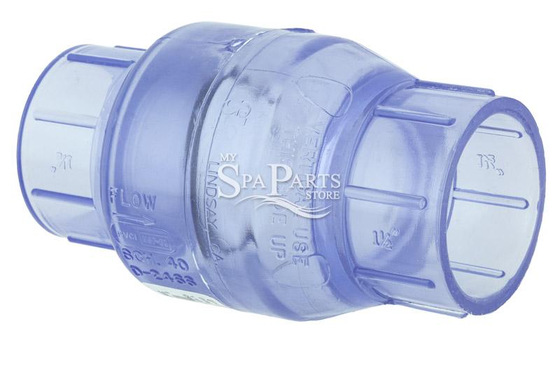 1 1/2 INCH PVC SWING CHECK VALVE, CLEAR | My Spa Parts Store