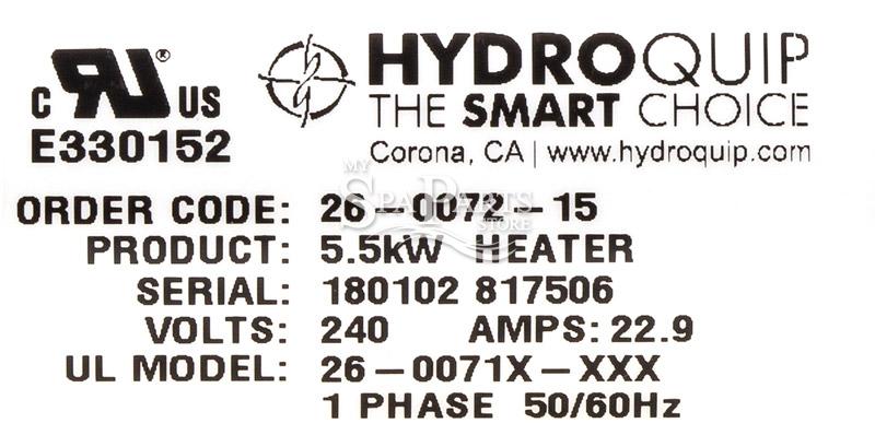 HYDRO QUIP GECKO SERIES "SLIDE" HEATER, 5.5KW | My Spa Parts Store
