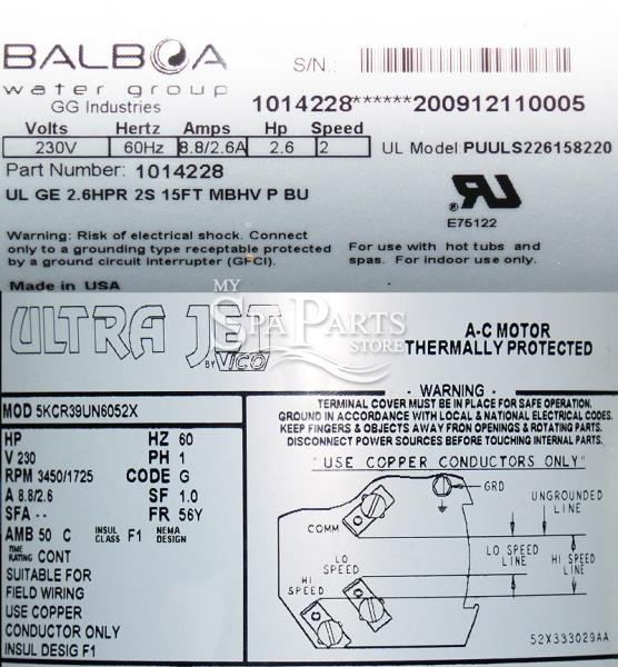 VICO ULTRA JET 2.6 HP, 230 VOLT, 2 SPEED, 48 FRAME PUMP ... brett aqualine wiring diagram 