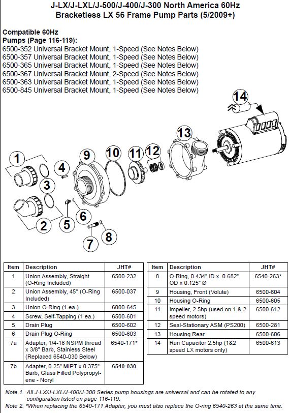 Jacuzzi Spa Lx 56 Frame Pump Impeller 2 5hp