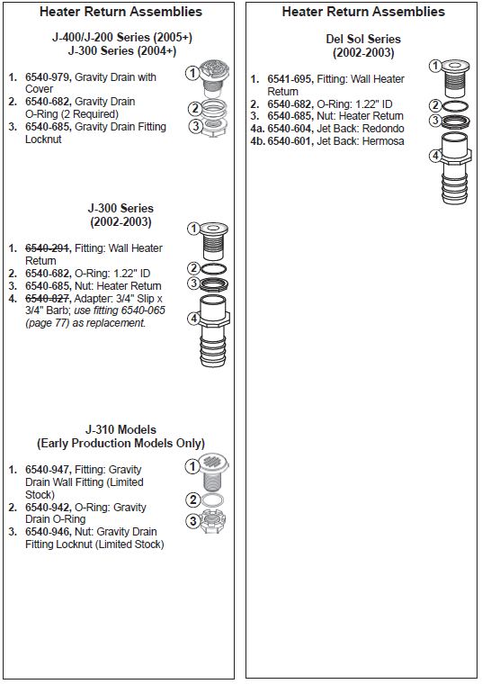 spa heater drain 2004 jacuzzi gravity diagram parts 2002 ring plumbing assembly return myspapartsstore